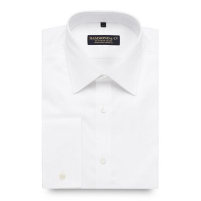 Big and tall designer white fine twill tailored fit shirt